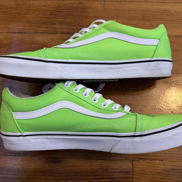 Vans Neon Lime Green Old Skool Shoes Sneakers Men's 10.5 Women's 12 Gecko - Picture 4 of 6